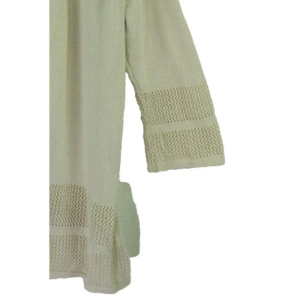 JM Collection Woman Cardigan Sweater Open 3/4 Sleeve Knit Ivory Cotton Womens 1X